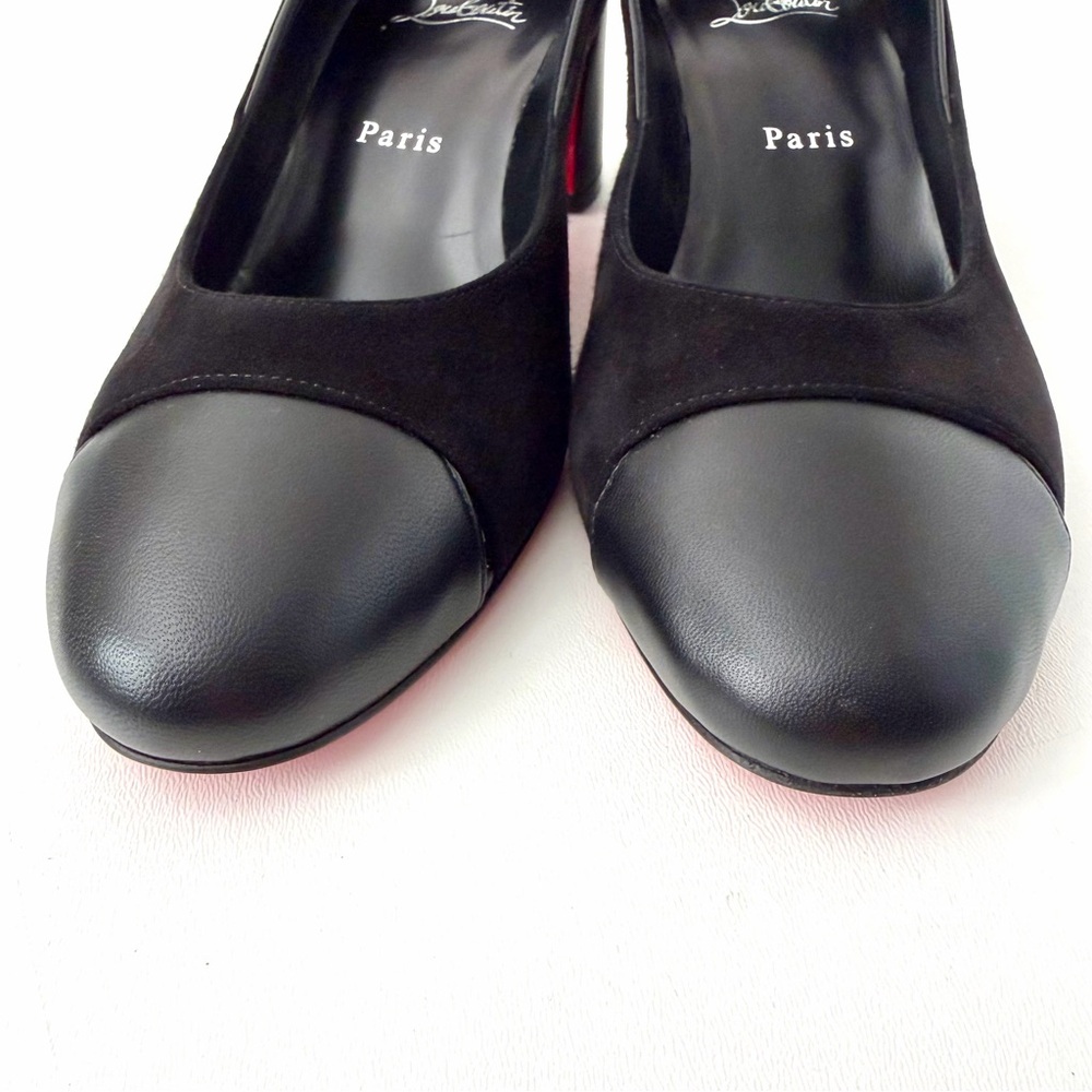CHRISTIAN LOUBOUTIN | Miss Duvette 55 Black Suede Leather Pumps Red Sole EU 39 - Picture 4 of 14